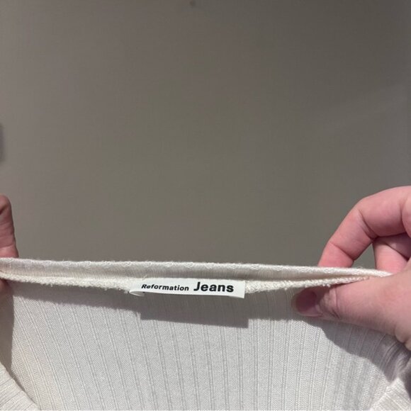 Reformation White Ribbed Long Sleeve Top - Picture 3 of 5